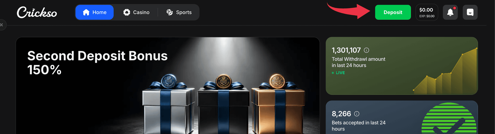 Deposit section screenshot